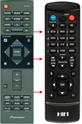 Replacement remote control for Pioneer VSX-1131