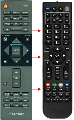 Replacement remote for Pioneer RC-927R SC-LX701 SC-LX801 SC-LX901