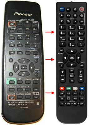Replacement remote control for Pioneer CU-VSX166