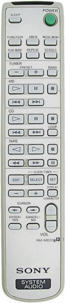 Replacement remote control for Sony DHC-MD313