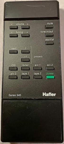 Replacement remote for Hafler SERIES 945