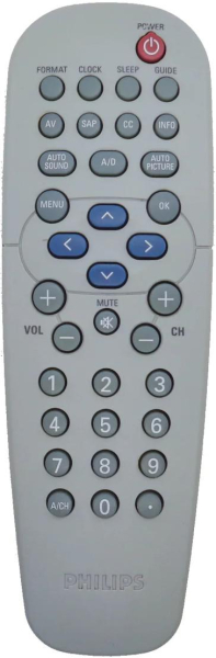 Replacement remote for Philips 32PT7005D, 27PT9015D, 313923812021