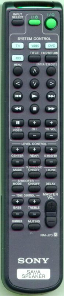 Replacement remote for Sony SAVA500, 141829111, SAVA700, RMJ70, SSCN16