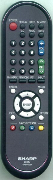 Replacement remote for Sharp LC60LE600, LC60E78UN, LC32D44U, LCC5277UN