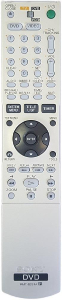 Replacement remote control for Sony RMT-D224A
