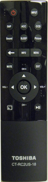Replacement remote for Toshiba 50L711U18 55L711U18 50L711M18 55L711M18 43L511U18