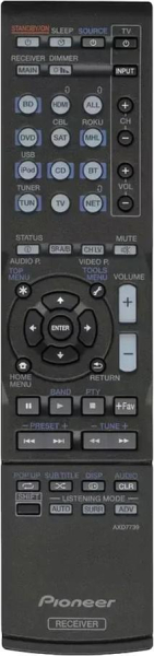Replacement remote for Pioneer 8300773900010S, VSX-45, VSX-830K, AXD7739