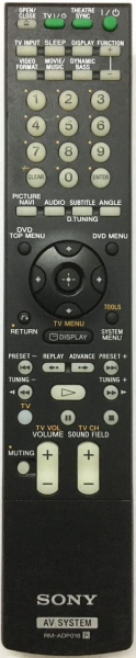Replacement remote control for Sony DAV-DZ531W