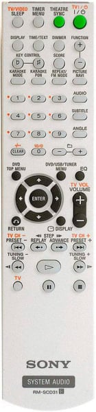 Replacement remote control for Sony HCD-DH3