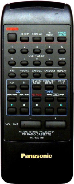 Replacement remote control for Panasonic RAK-RX314W