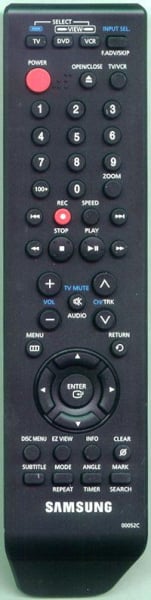 Replacement remote for Samsung DVDV9650, 00052C, AK5900052C