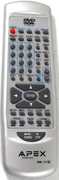 Replacement remote control for Apex AD-1225