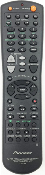 Replacement remote for Pioneer AXD7248, VXSD509S, VSXD509, VSXD590S