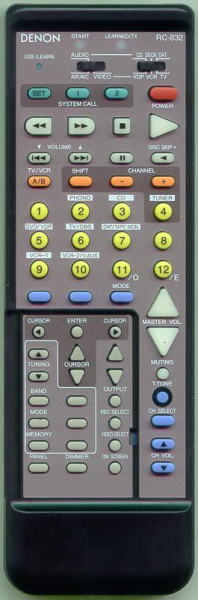 Replacement remote for Denon RC832, 3990458002, AVR1400, AVR2400
