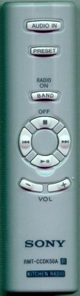 Replacement remote for Sony RMTCCDK50A, ICFCDK50, A1444376A