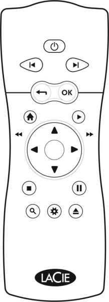 Replacement remote control for Lacie LACINEMA BLACK PLAY
