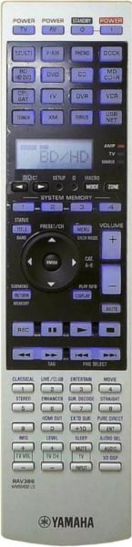 Replacement remote for Yamaha RAV386 WN98400 RX-V3900