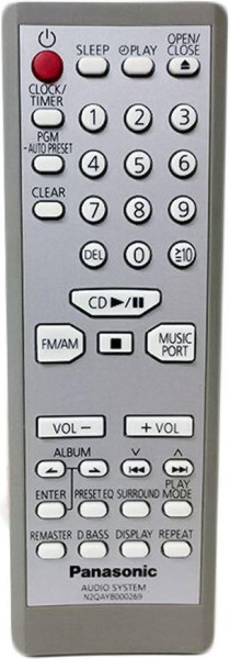 Replacement remote control for Panasonic SA-EN36