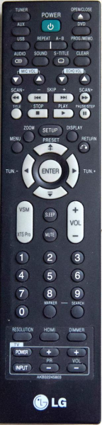 Replacement remote control for LG XH-TK762TZ