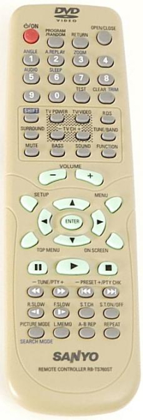 Replacement remote control for Sanyo RB-TS760ST