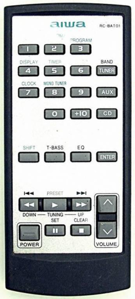 Replacement remote control for Aiwa RC-BAT01