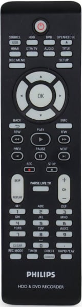 Replacement remote for Philips DVDR3576H37, 996510003026, DVDR3575H37