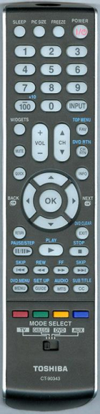 Replacement remote for Toshiba 40UX600U, 55UL605, CT90343, 55UX600U