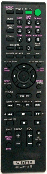 Replacement remote control for Sony RM-AMP113