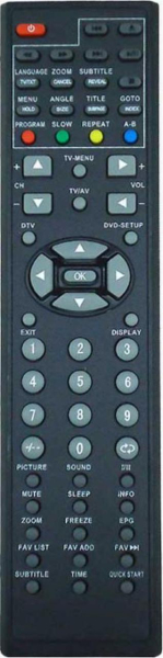 Replacement remote control for United TVD1016