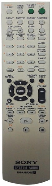 Replacement remote control for Sony RM-AMU005