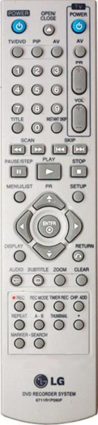 Replacement remote control for LG DR7800