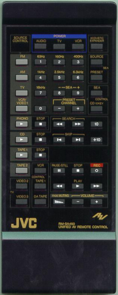 Replacement remote for JVC RMSA450, AXR450BK, AXR450