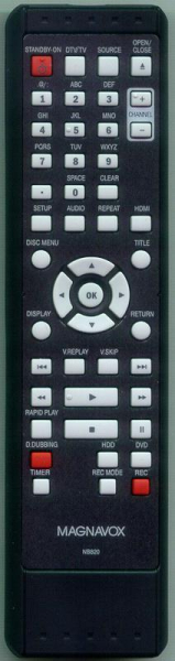 Replacement remote for Magnavox MDR5134, NB820UD, H2160MW9, MDR513HF7