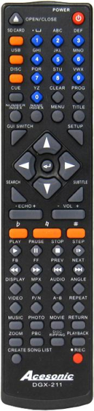 Replacement remote control for ACESONIC DGX-211