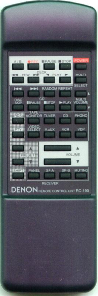 Replacement remote for Denon DRA775RD, RC190, 3990287008