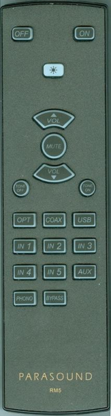 Controlo remoto de substituição para Parasound P5, RTP5, RM5