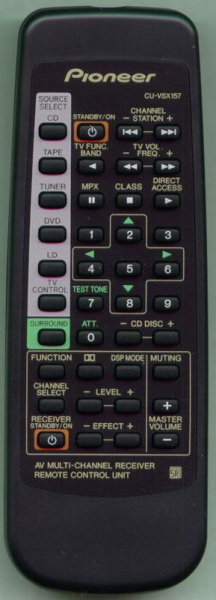 Controlo remoto de substituição para Pioneer VSXD498, D4500K, CUVSX157, AXD7226