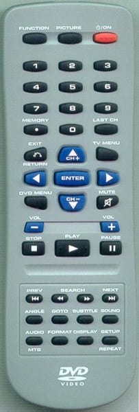 Replacement remote for Audiovox VE727, VE927