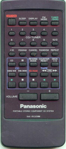 Replacement remote for Panasonic RAKRX309WM, RAKRX321W, RXDT680