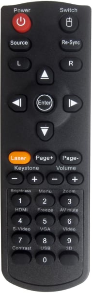 Replacement remote control for Optoma ZX212ST