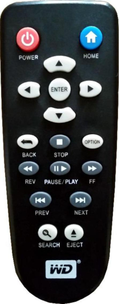 Replacement remote control for Western Digital WDBACA0010BBK00