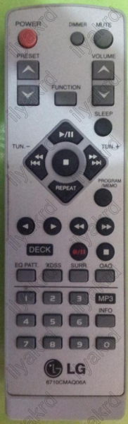 Replacement remote control for LG 6710CMAQ06A