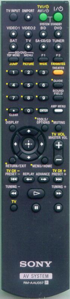 Replacement remote control for Sony RM-AAU057