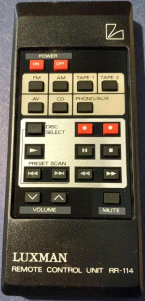 Replacement remote control for Luxman R-114