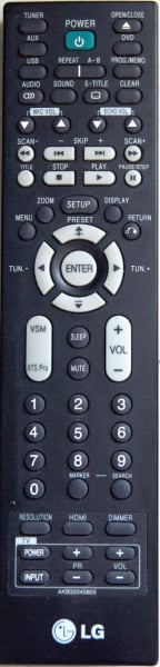 Replacement remote control for LG XH-T9029X