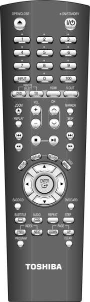 Replacement remote control for Toshiba SD-6980SU