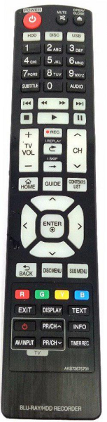Replacement remote control for LG BR629T