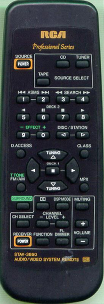 Replacement remote for Rca STAV3860, 315003, 12229944