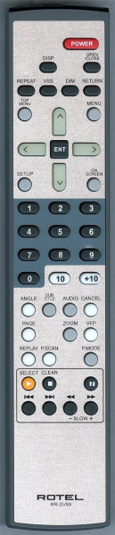 Replacement remote for Rotel RR-DV99, RDV-1045