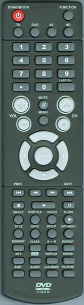Replacement remote for Audiovox FPE1908DVDC, FPE3207DV, FPE2607DV